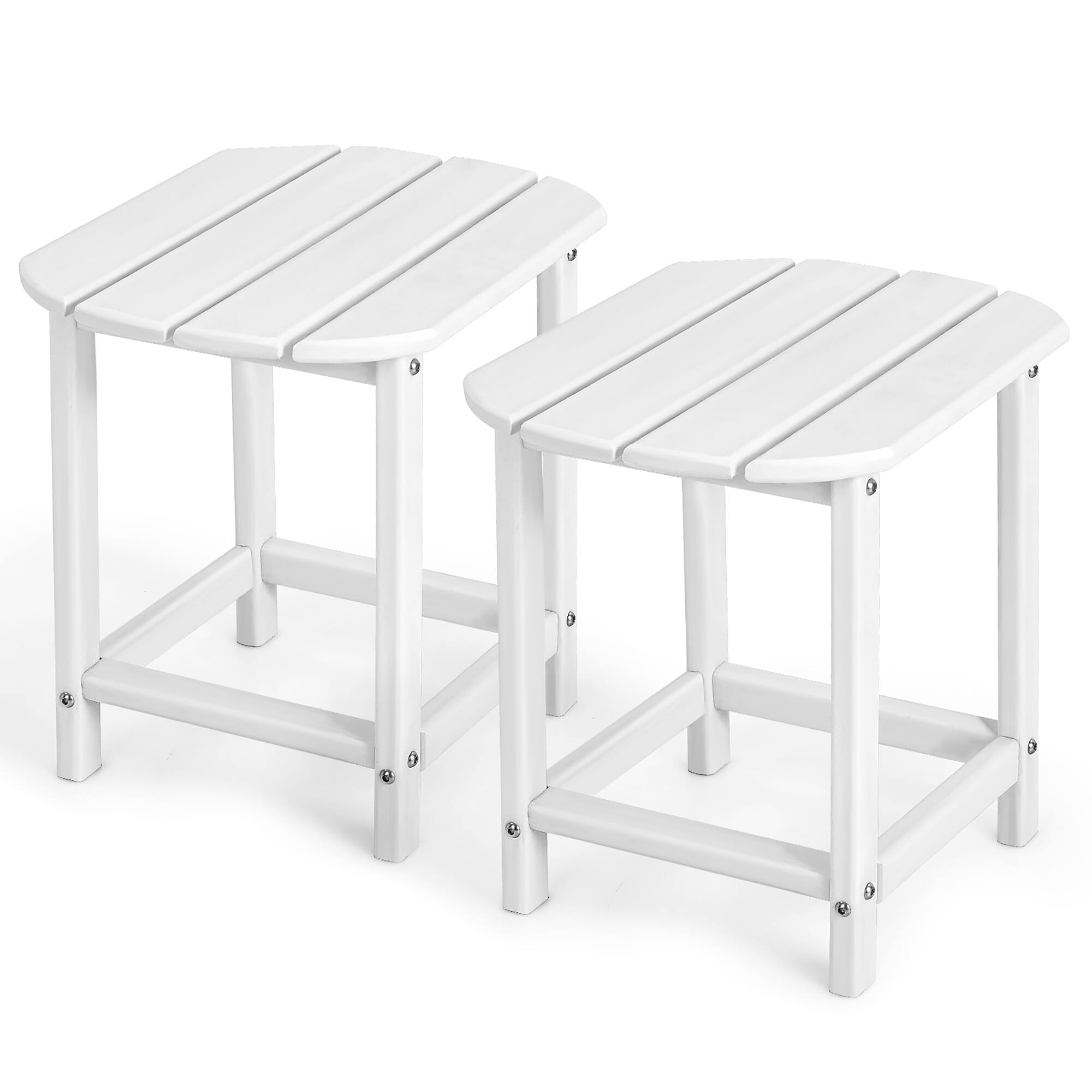 Front. Costway - Costway 2PCS 18" Patio Adirondack Side Table Weather Resistant Garden Yard - White.