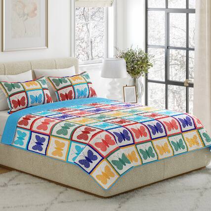 Front. Lavish Home - 2pc Butterfly Twin Quilt - Multi.