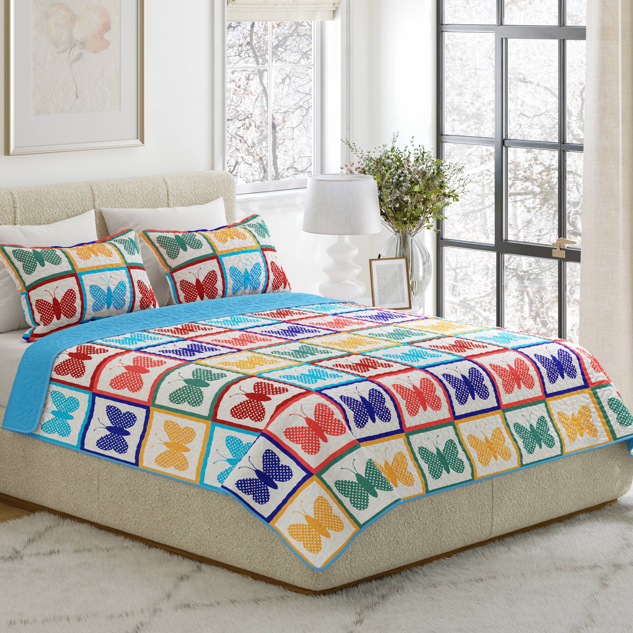 Front. Lavish Home - 2pc Butterfly Twin Quilt - Multi.