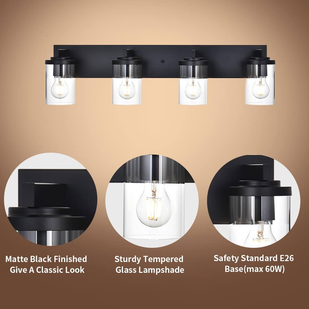 - Matte Black Finished: Give A Classic Look
- Sturdy Tempered Glass Lampshade
- Safety Standard E26 Base (max 60W)
