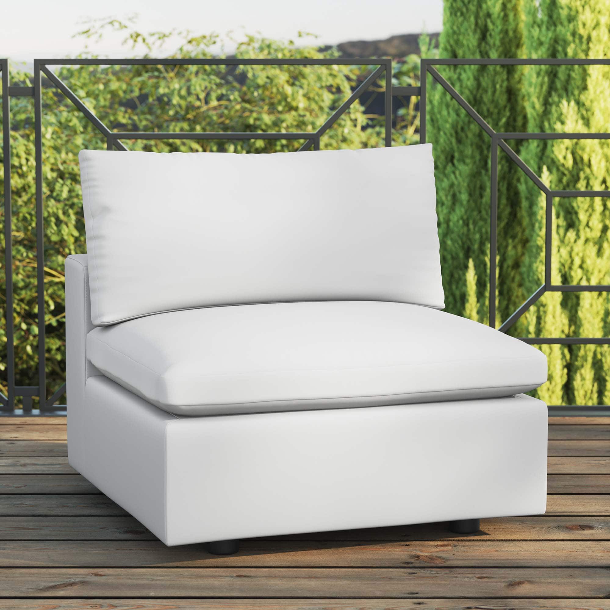 Commix Overstuffed Outdoor Patio Armless Chair by Modway - White