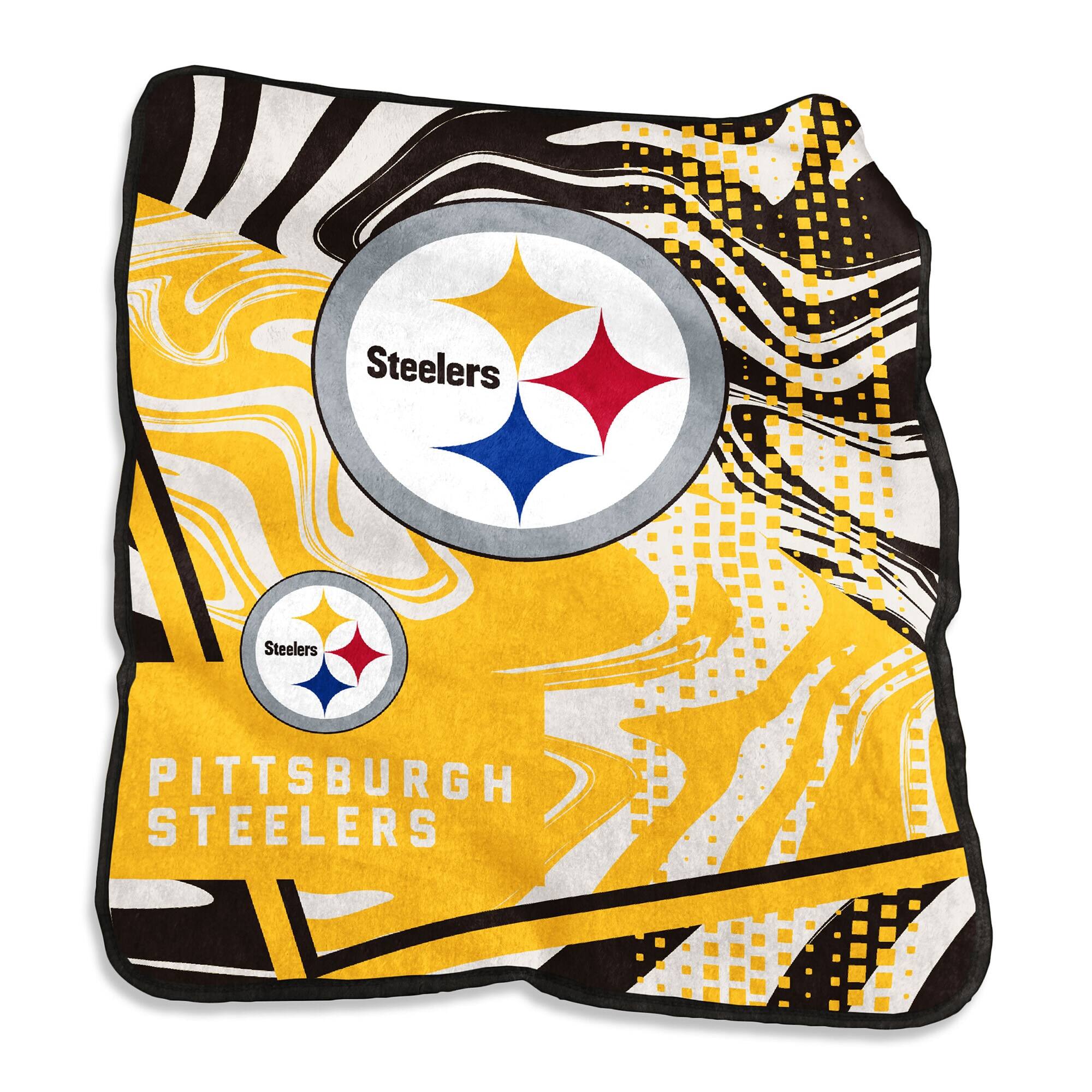 Logo Brands - Pittsburgh Steelers 50" x 60" Swirl Raschel Throw Blanket - Multicolor
