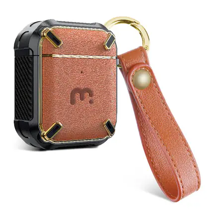 Front. Mybat Pro - MyBat Pro Leather Armor Series Case for Apple AirPods with Wireless Charging Case - Brown - Brown.