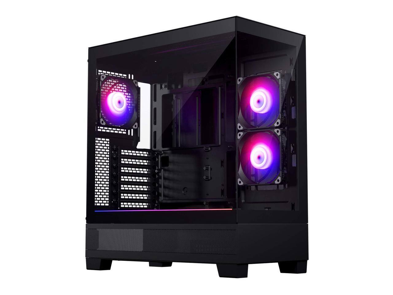 Front. Phanteks - Phanteks XT View, Mid-Tower Chassis, Tempered Glass, USB-C 3.2 Gen2, 3x RGB Fans, Black - Black.