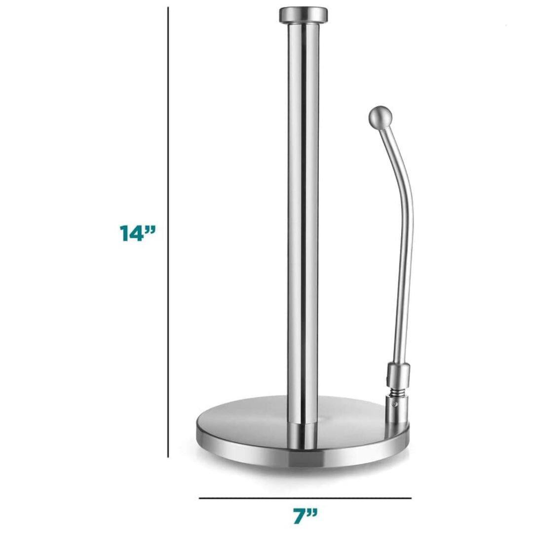 Left. Home It - Jumbo Paper Towel Holder with Adjustable Spring Arm in Stainless Steel for Kitchen or Bathroom - Silver.