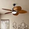 Siljoy - 52 Inch Palm Leaf Ceiling Fan with Light, Leaf-Shaped Blades, Dimmable LED & Remote Control for Tropical Home Decor - Brown