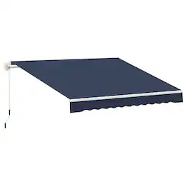 Outsunny - 10' x 8' Retractable Awning, Patio Awnings, Sunshade Shelter w/ Manual Crank Handle, UV & Water-Resistant Fabric - Blue