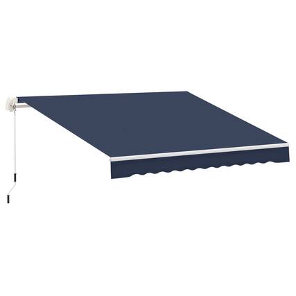 Front. Outsunny - 10' x 8' Retractable Awning, Patio Awnings, Sunshade Shelter w/ Manual Crank Handle, UV & Water-Resistant Fabric - Blue.