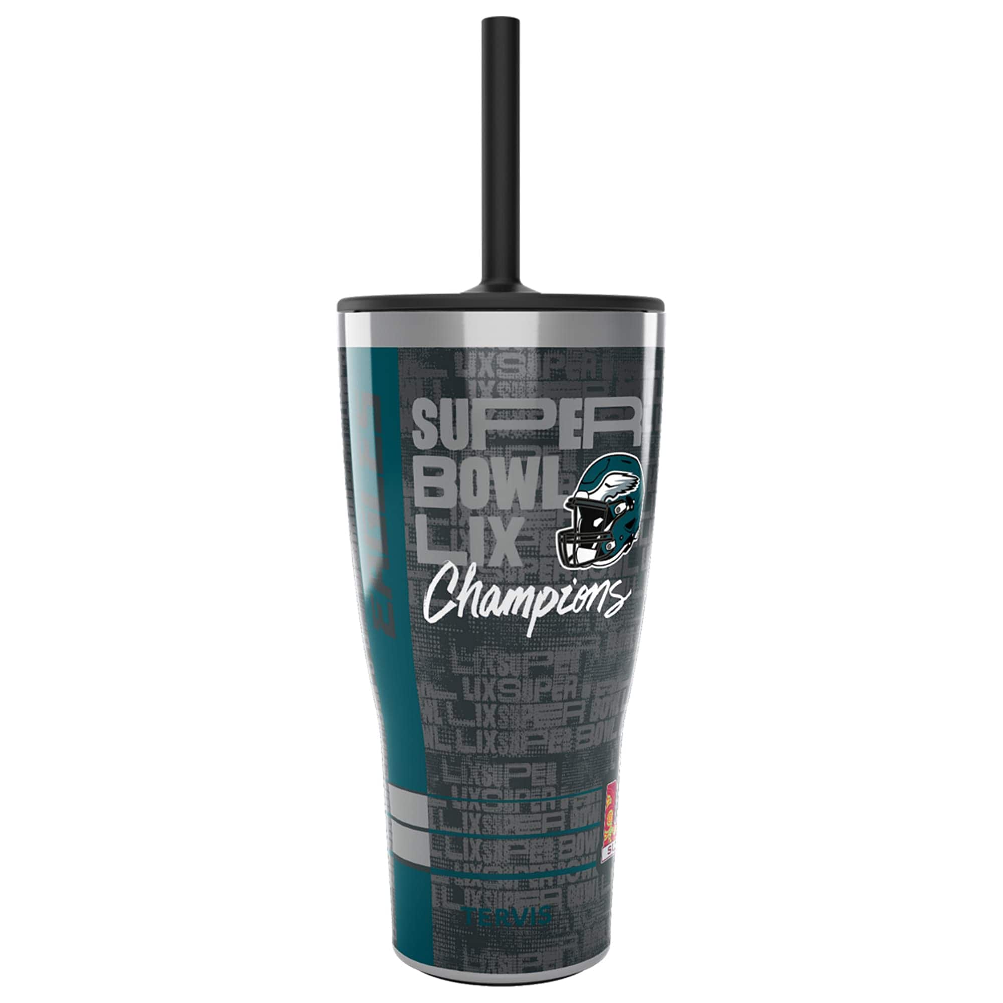 Tervis - Philadelphia Eagles Super Bowl LIX Champions 30oz. Stainless Steel Tumbler with Straw Lid - Black