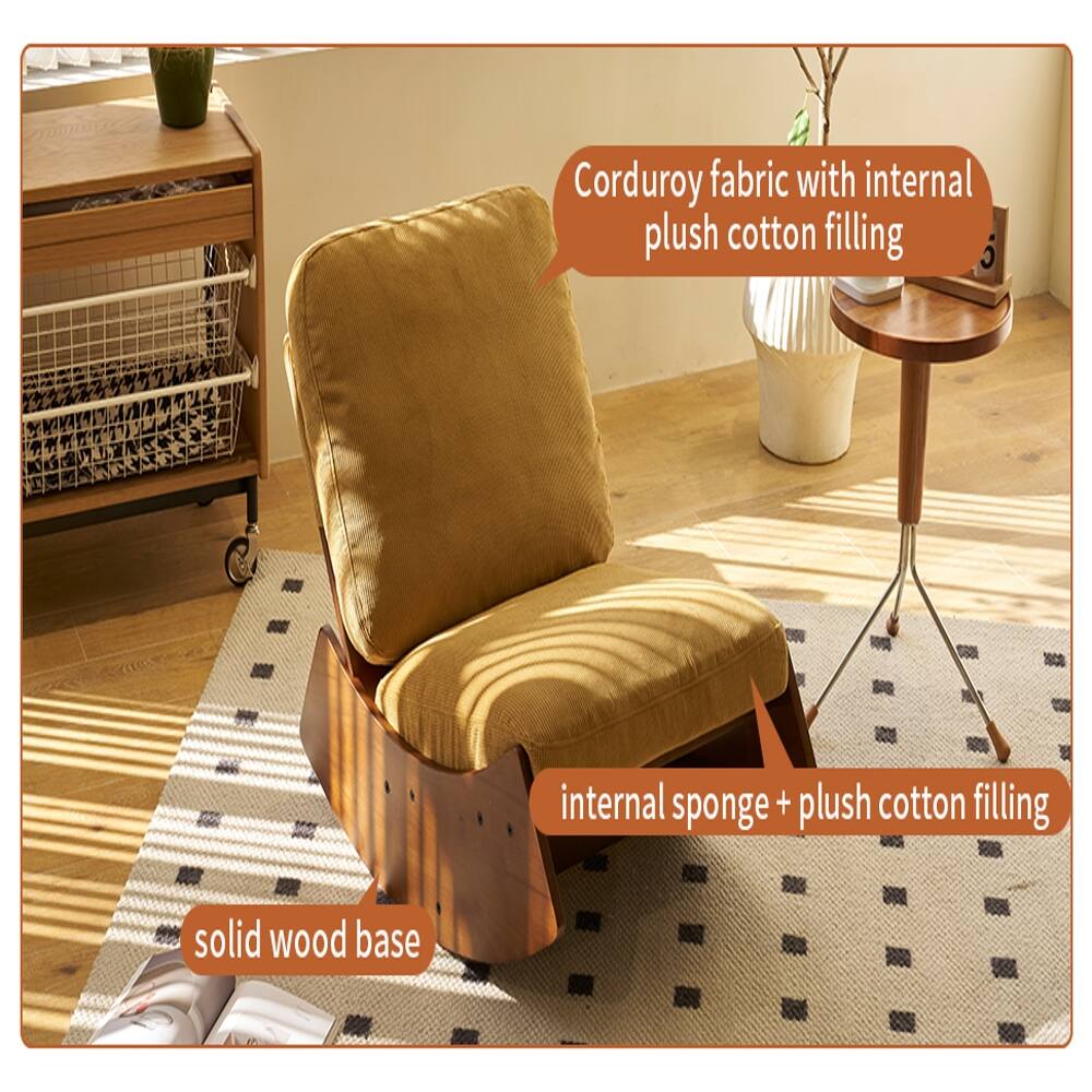 Corduroy fabric with internal plush cotton filling  
internal sponge + plush cotton filling  
solid wood base