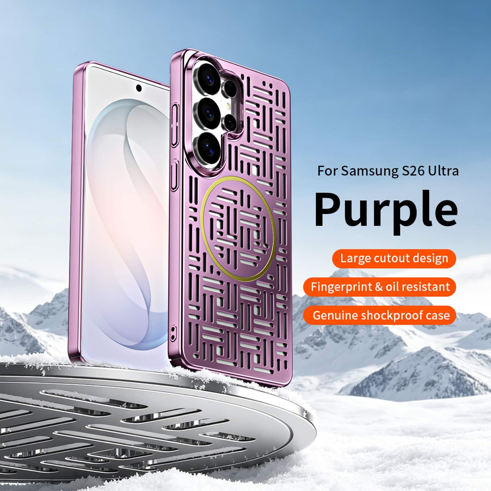 Dteck - Shockproof Electroplated Case for Samsung Galaxy S26 Ultra, Magnetic Heat Dissipation Cover, Precision Camera Defense - Purple price history on PriceWatchPro