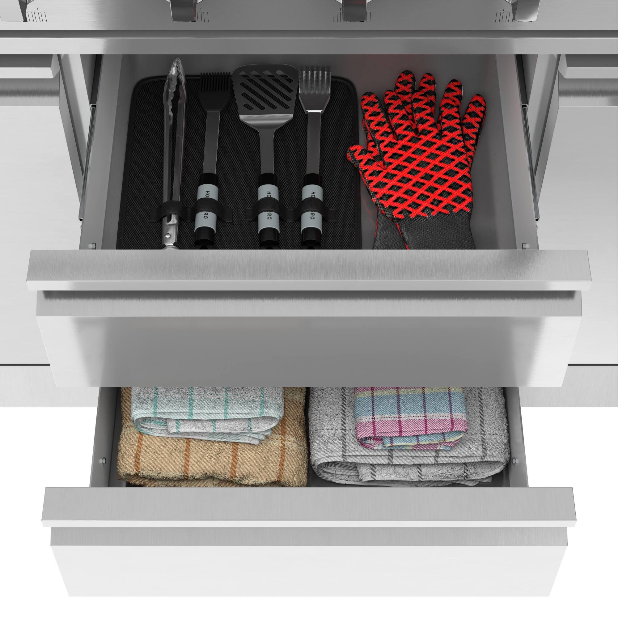 Alt View 2. Koolmore - KoolMore Reserve Outdoor Kitchen Island with 6 Burner Grill and Side Burner, Sink, Storage Cabinet and Refrigerator - Stainless Steel.