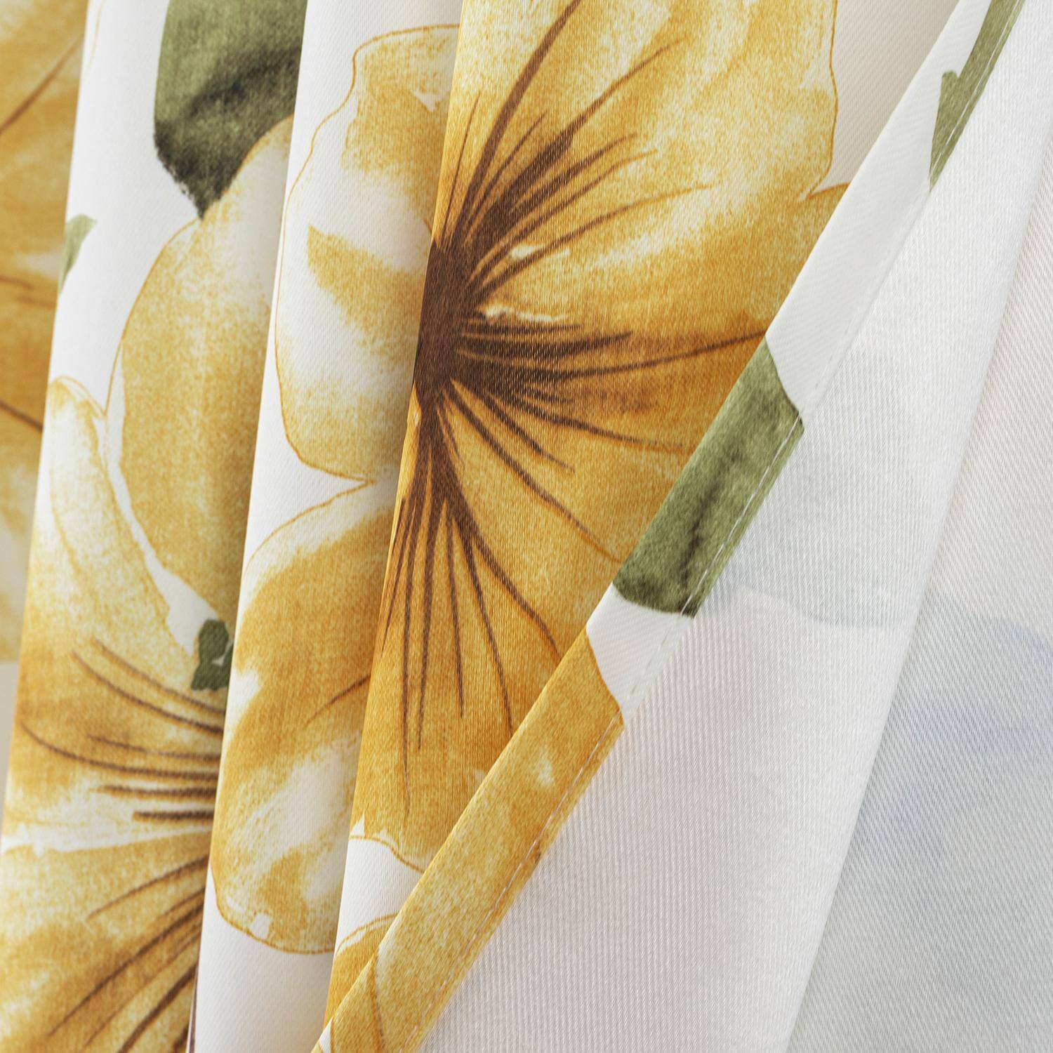 Left. RT Designers Collection - RT Designer Collection April Printed Blackout Luxurious Decorative Grommet Curtain Panel 54" x 84" Gold - Gold.