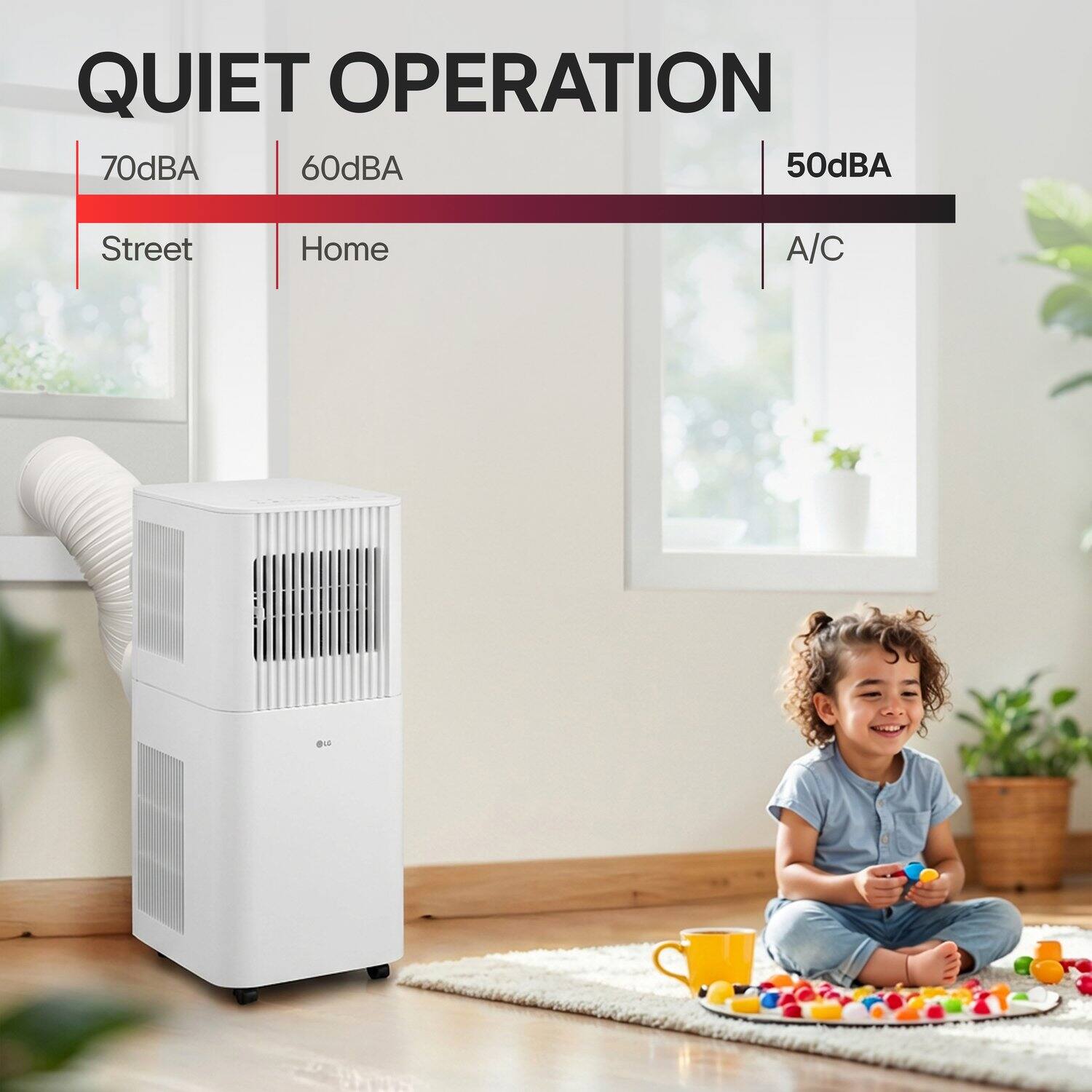 QUIET OPERATION

70dBA - Street  
60dBA - Home  
50dBA - A/C