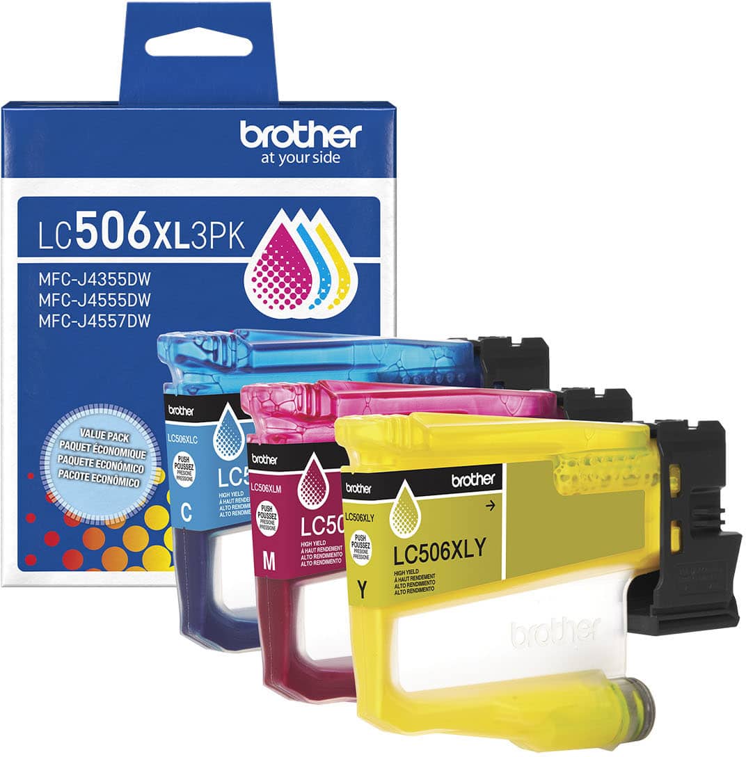 Brother - Genuine LC506XL3PK 3-Pack High Yield Color Ink Cartridges - Cyan/Magenta/Yellow