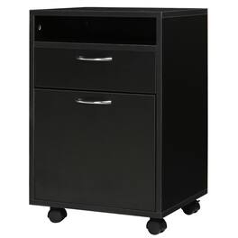 HTUTWOO - 13.8"W Mobile File Storage Cabinet with Drawer - Metal Printer Stand on Wheels, Lockable Casters, Under Desk Organizer - Black