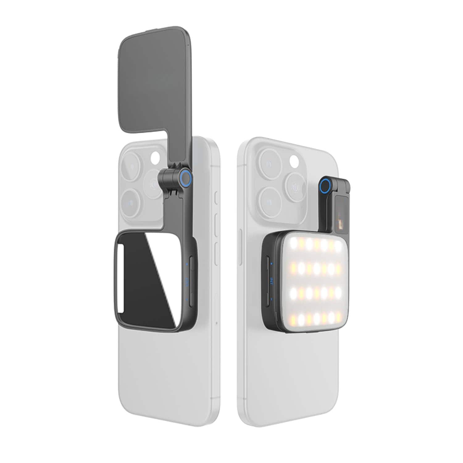 METALTON - Go Magnetic Phone Selfie Light Rechargeable Portable Built in Mirror Led For Makeup Video Conference - Charcoal