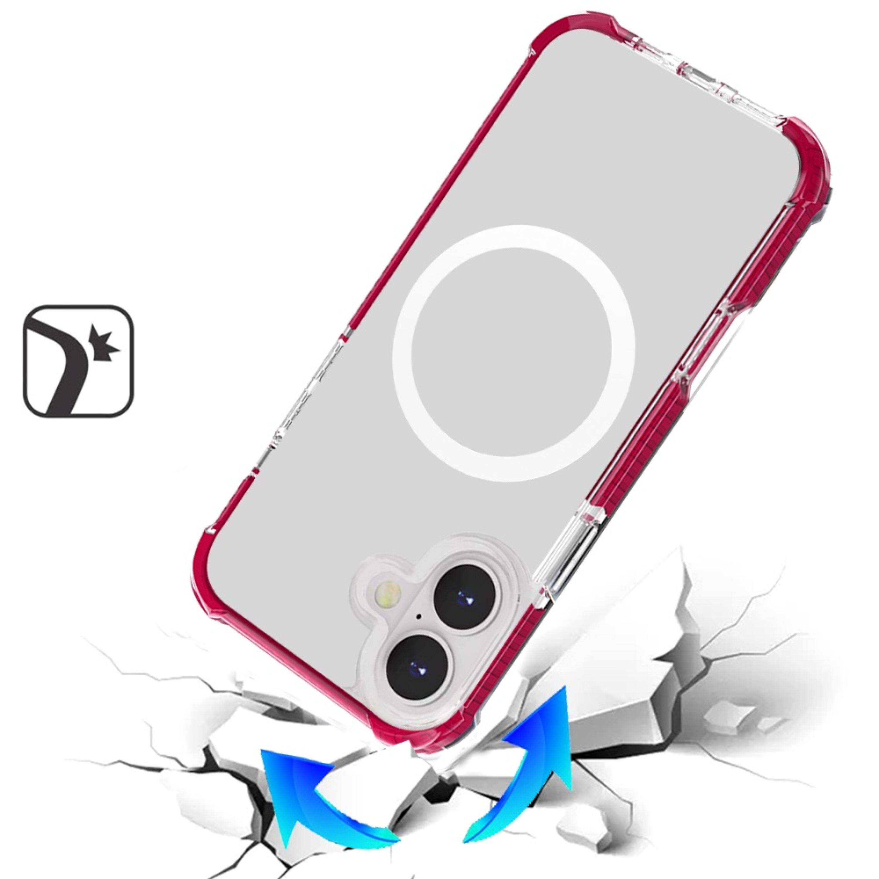 Angle. Kitcheniva - Magnetic Circle Acrylic ShockProof Cover Phone Case With Tempered Glass For iPhone 17 Hot Pink - Hot Pink.