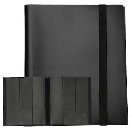 Front. Unique Bargains - 9 Pocket Trading Card Binder, PU Cover 540 Side Loading Card Album Folder for TCG Game Sports Cards - Black.