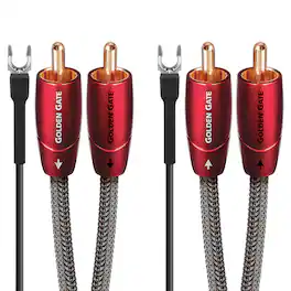 AudioQuest - Golden Gate Turntable 4.9' Analog RCA > RCA Turntable Cable + Ground Wire with RCA to RCA Connectors - Red on Black