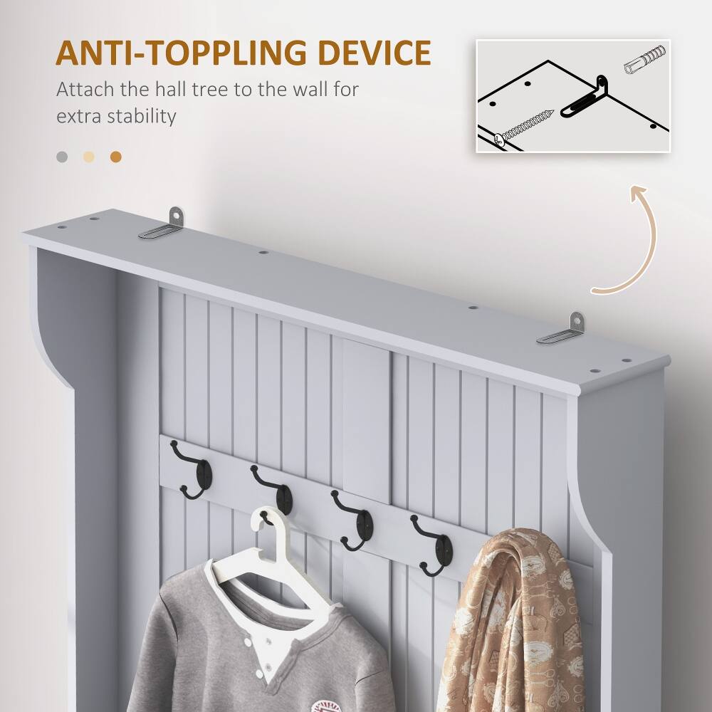 ANTI-TOPPLING DEVICE  
Attach the hall tree to the wall for extra stability