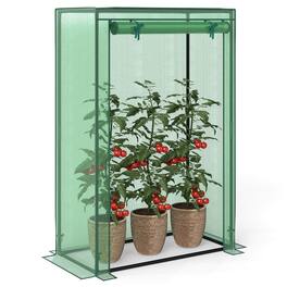 Costway - 39" x 20" x 59" Portable Mini Greenhouse with Roll-Up Zippered Door, Indoor Outdoor - Green