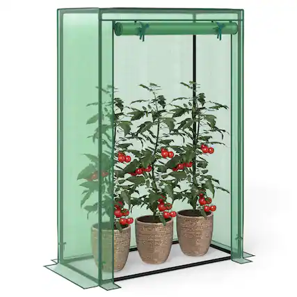 Front. Costway - Costway 39" x 20" x 59" Portable Mini Greenhouse with Roll-Up Zippered Door, Indoor Outdoor - Green.