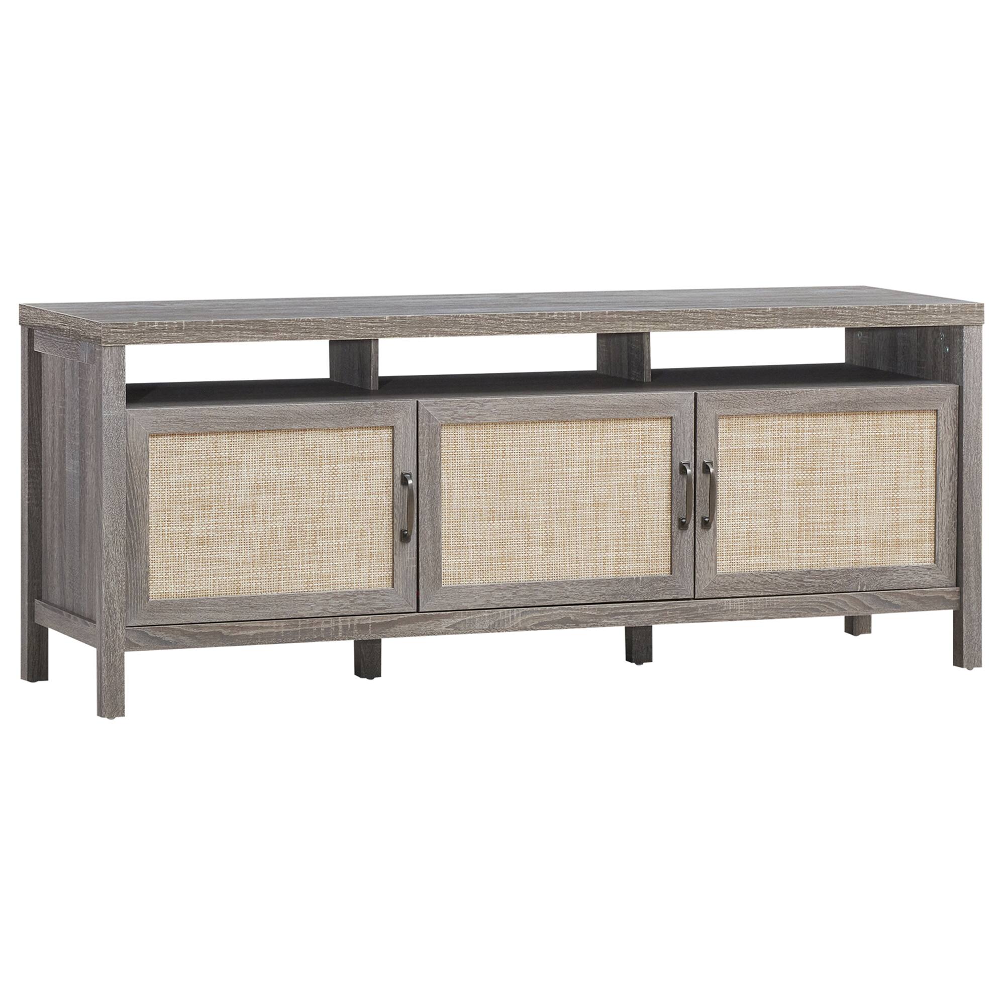 Alt View 3. Gymax - Gymax TV Stand Entertainment Media Center for TV's up to 65'' w/ Rattan Doors Grey Oak - Grey Oak.