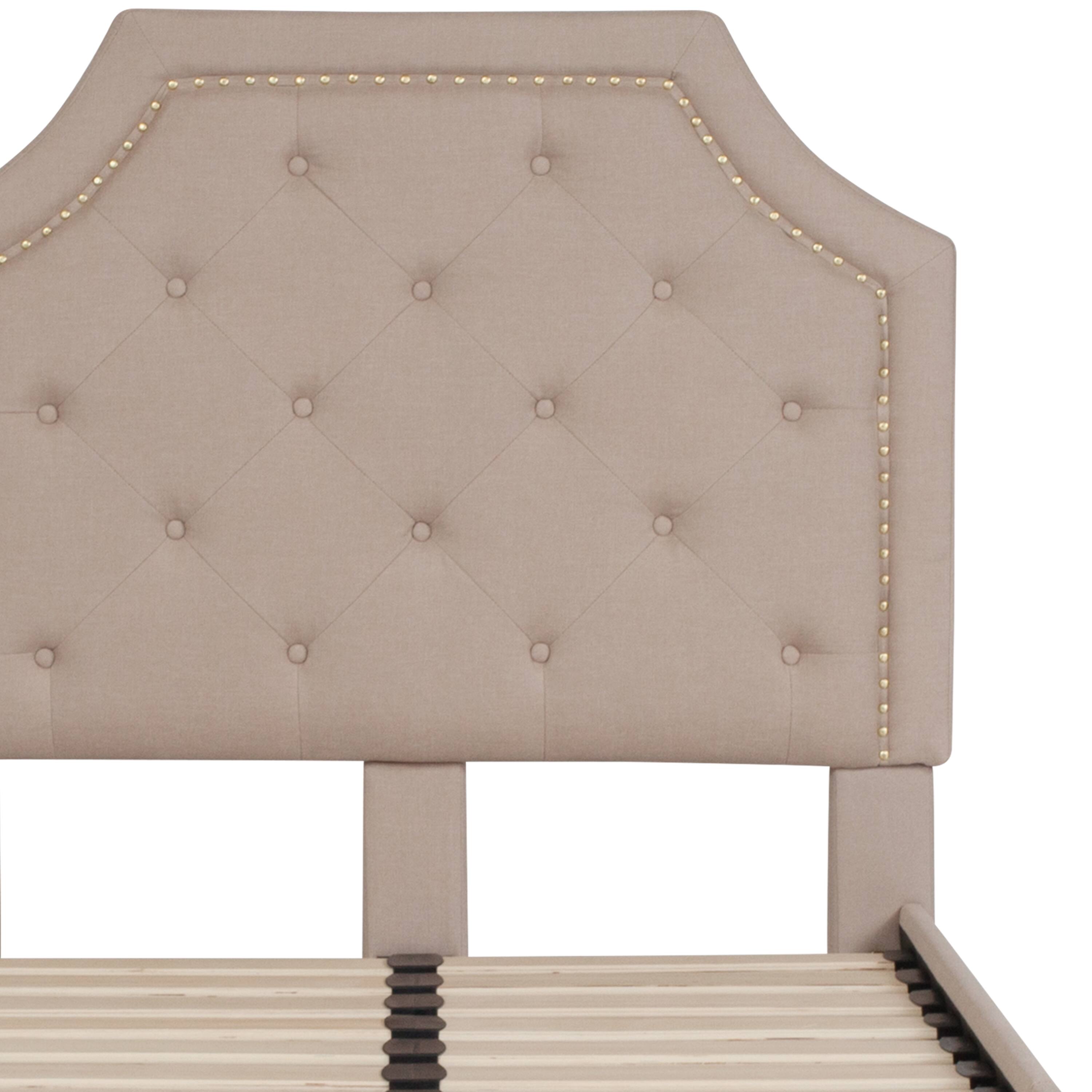 Alt View 9. Emma + Oliver - Arched Tufted Upholstered Platform Bed - Beige.