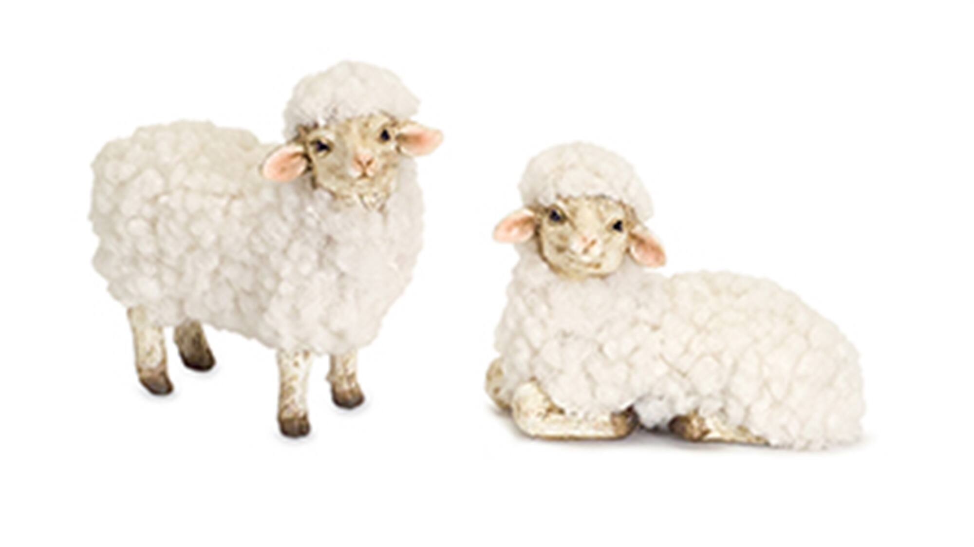 Angle. BreeBe - Happy Tabletop Sheep Figurine (Set of 8) - White.