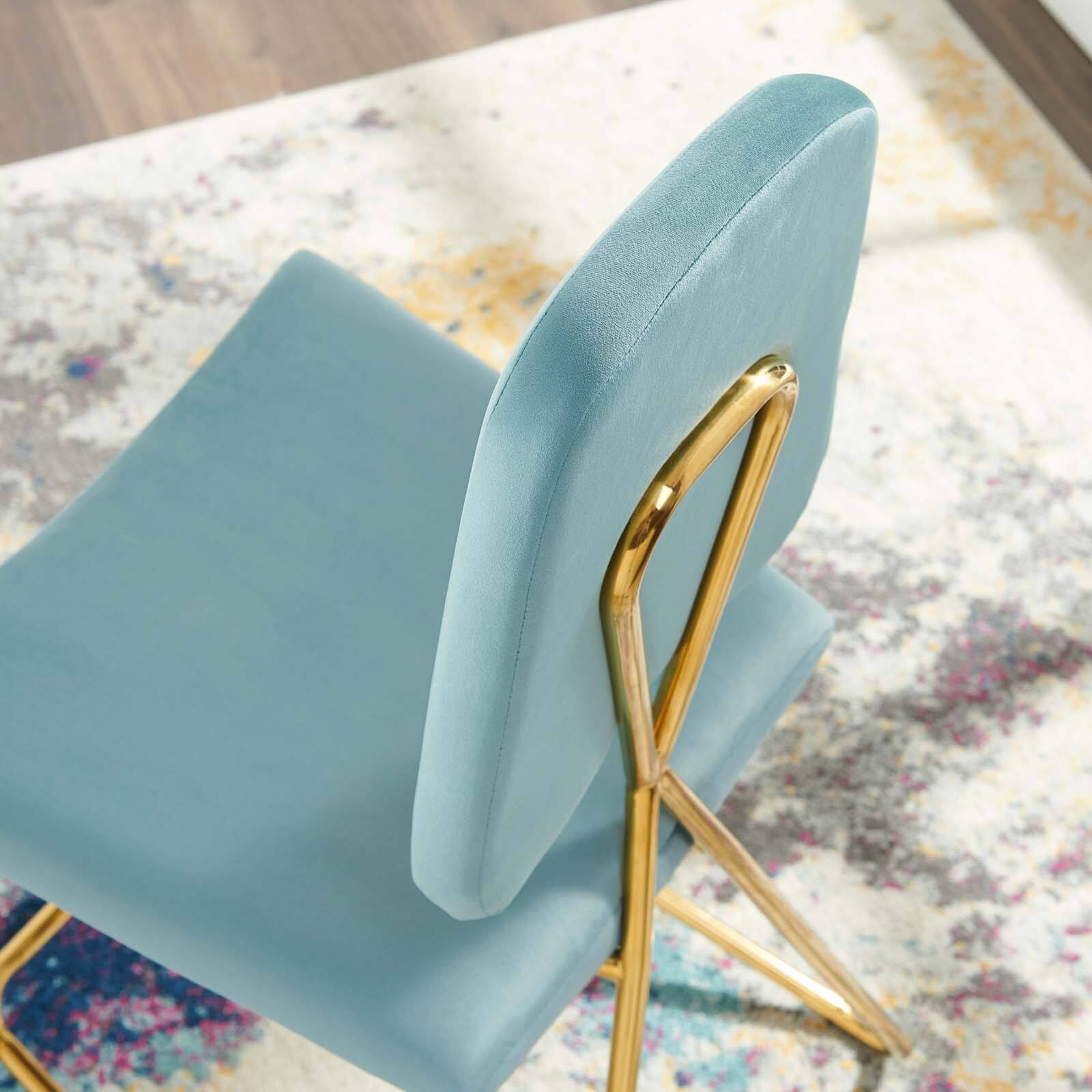 Back. Modway - Ponder Performance Velvet Counter Stool by Modway - Sea Blue.
