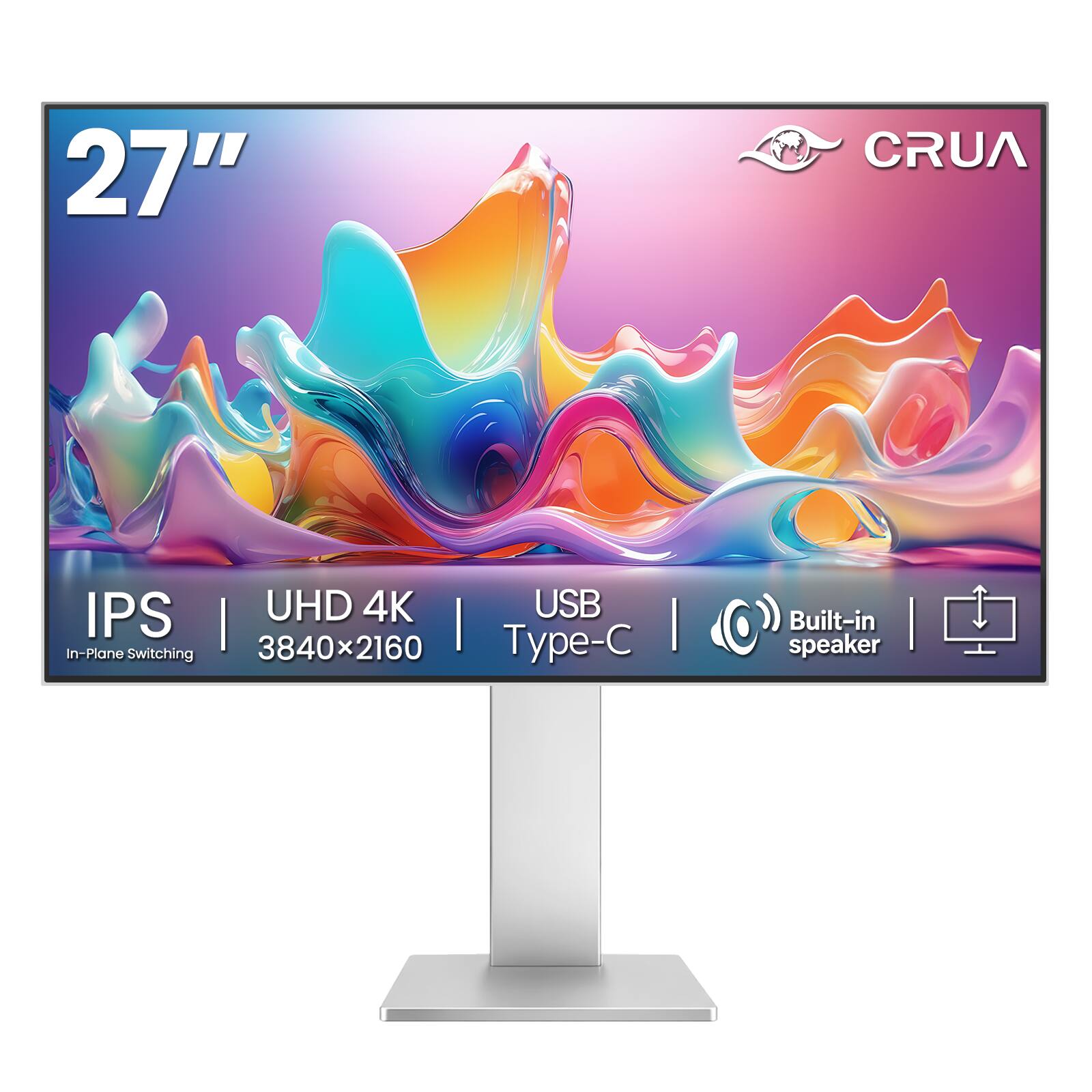 27"  
CRUA  
IPS UHD 4K USB | 3840x2160 | Type-C | In-Plane Switching  
Built-in speaker