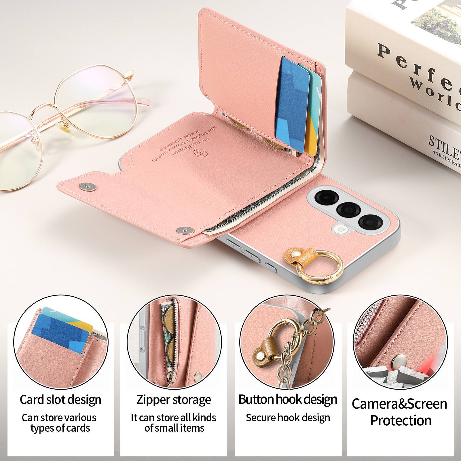 Le Od Tan Dellgard Dext Premium Casofica > FUllowther PU Amandvely

P S Perfe World STILE AN ILLUSTRATE

Card slot design Can store various types of cards
Zipper storage It can store all kinds of small items
Button hook design Camera&Screen Secure hook design Protection