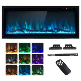 Resenkos - Fireplace Heater, Electric Fireplace in-Wall Recessed with Remote Control and Adjustable Color and Brightness-42 inches