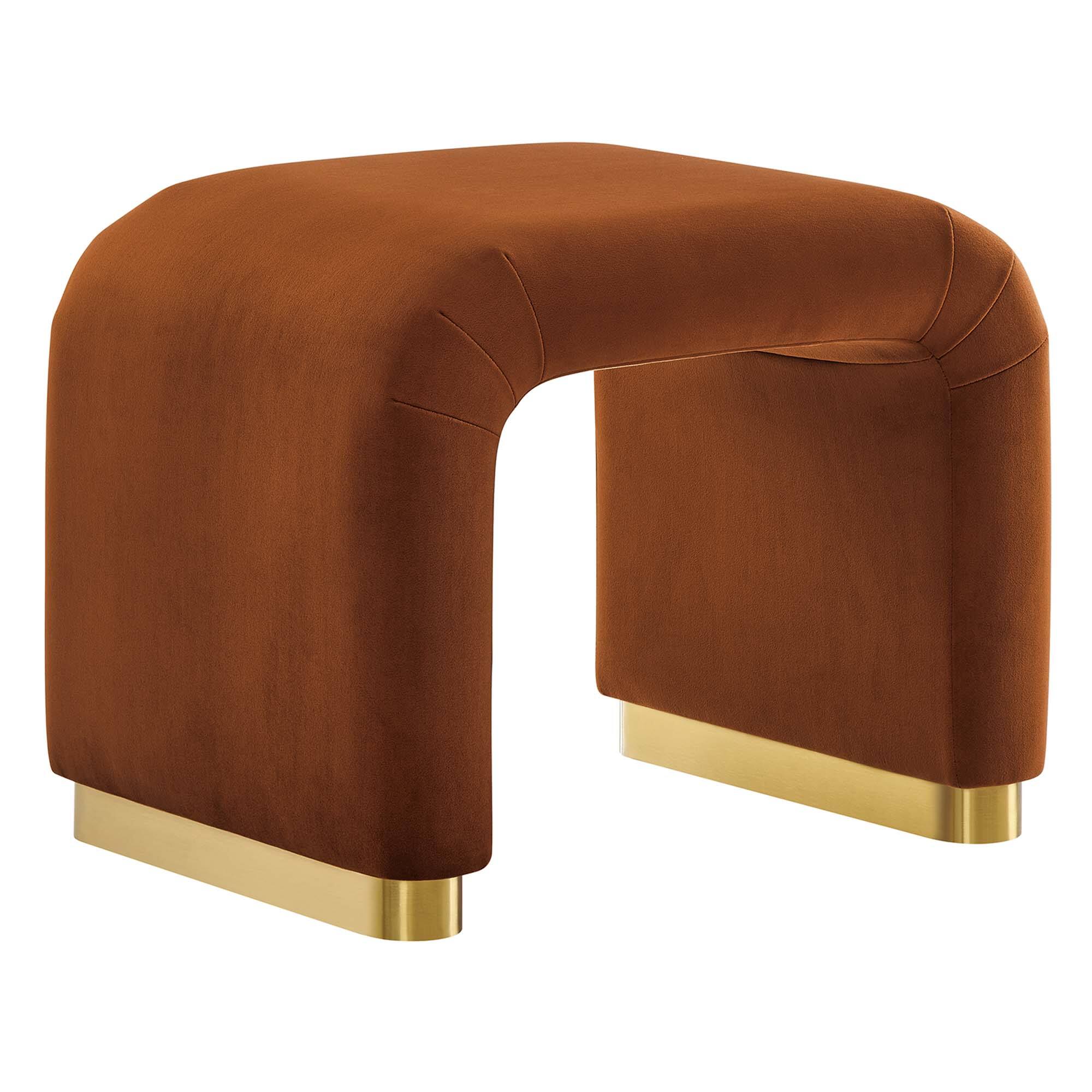 Angle. Modway - Koda Performance Velvet Waterfall Stool by Modway - Brass Rust.