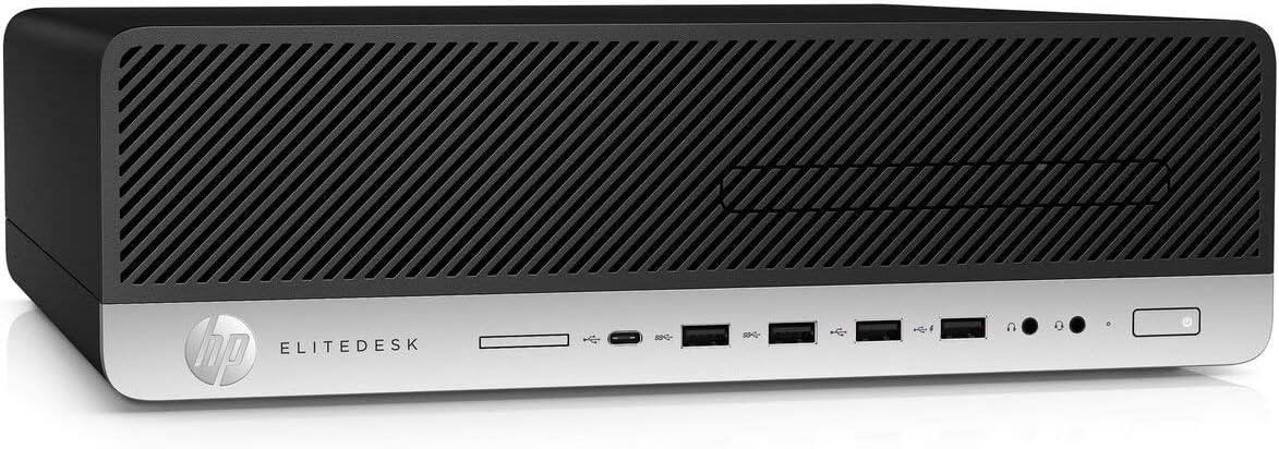 Angle. HP - HP EliteDesk 800G5 SFF Desktop, Intel Six Core 9th Gen i5 9500 3.0Ghz, 16GB DDR4 RAM, 256GB M.2 SSD, Windows 11 Pro - Black.