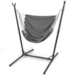 Costway - Adjustable Hammock Chair with Stand 6 Adjustable Positions Storage Pocket Sturdy - Gray