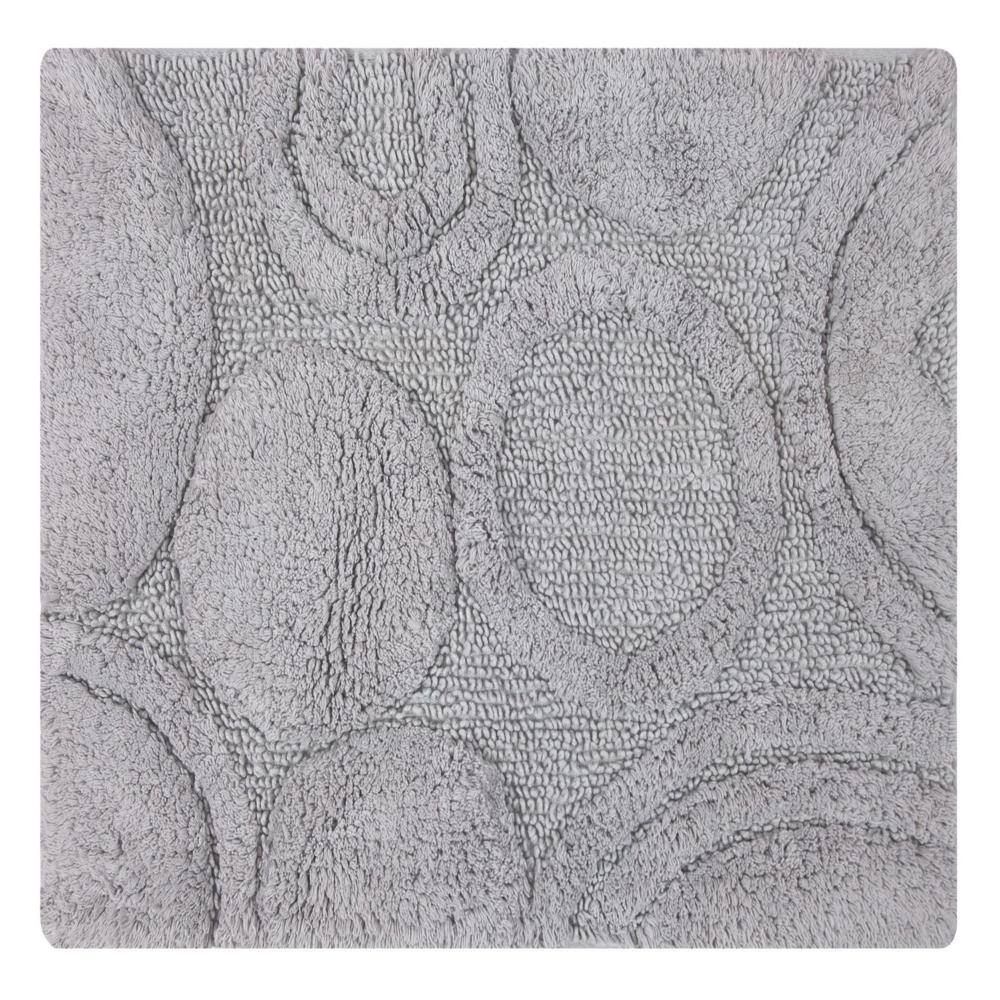 Angle. Knightsbridge - Knightsbridge Orbit Silver Cotton Bath Rug with Non-Skid Back - Silver.