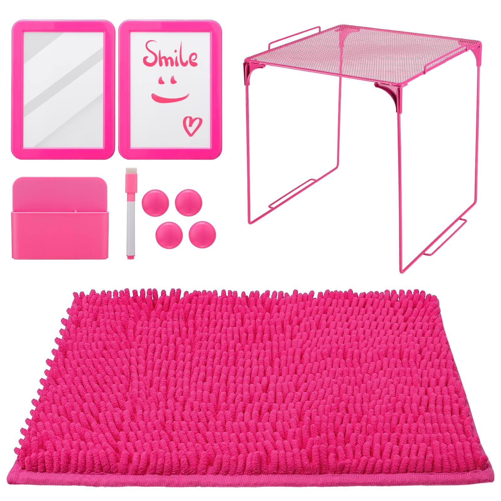 Dapper Styles - Locker Organizer Kit - To School Accessories Supplies For 10 Includes Shelf Rug Magnetic Whiteboard Mirror - Default