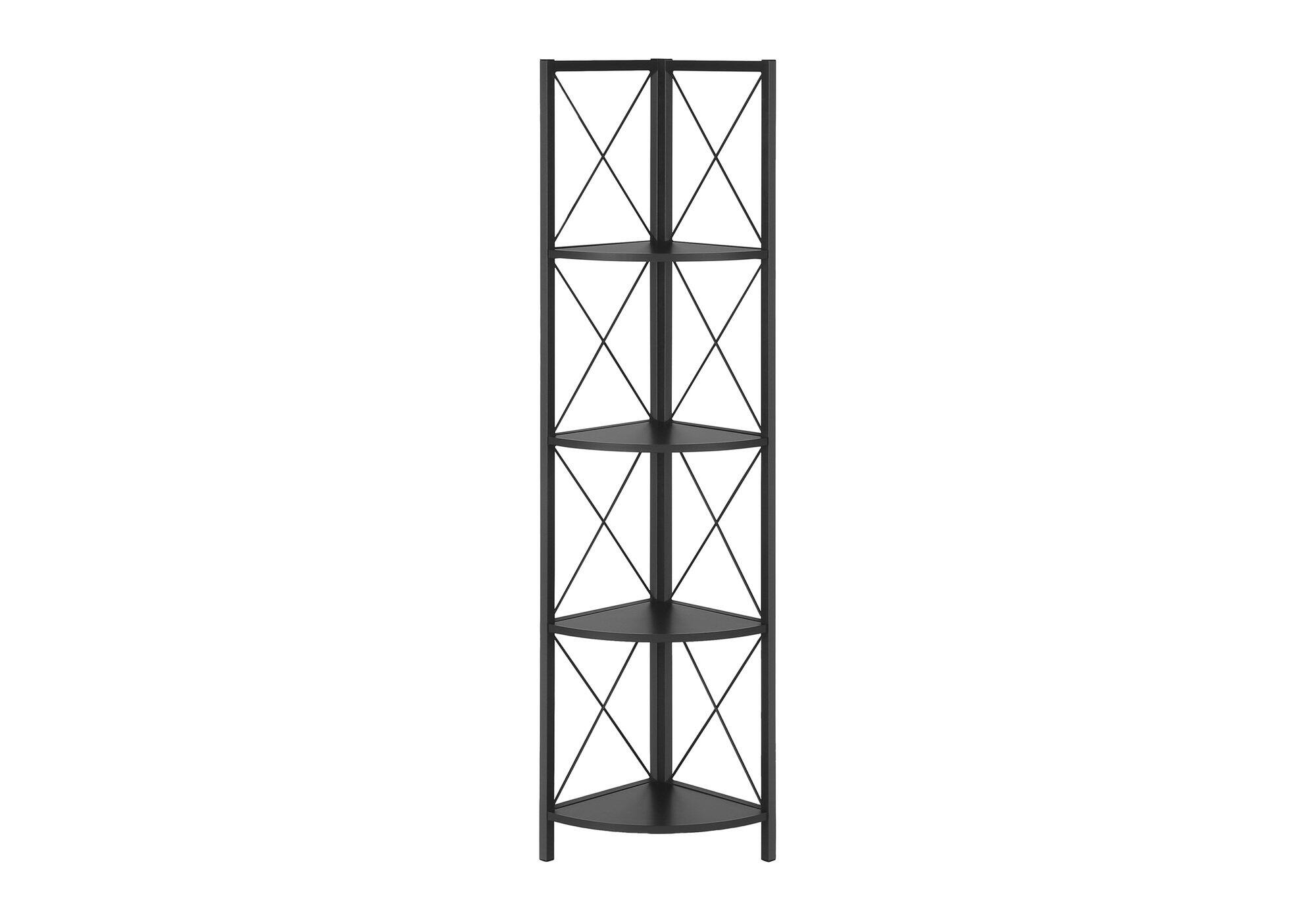 Angle. Spaco - Spaco Modern 4 Tier 60 Inch Corner Bookshelf, Metal Industrial for Living Room Bedroom Office - Black.