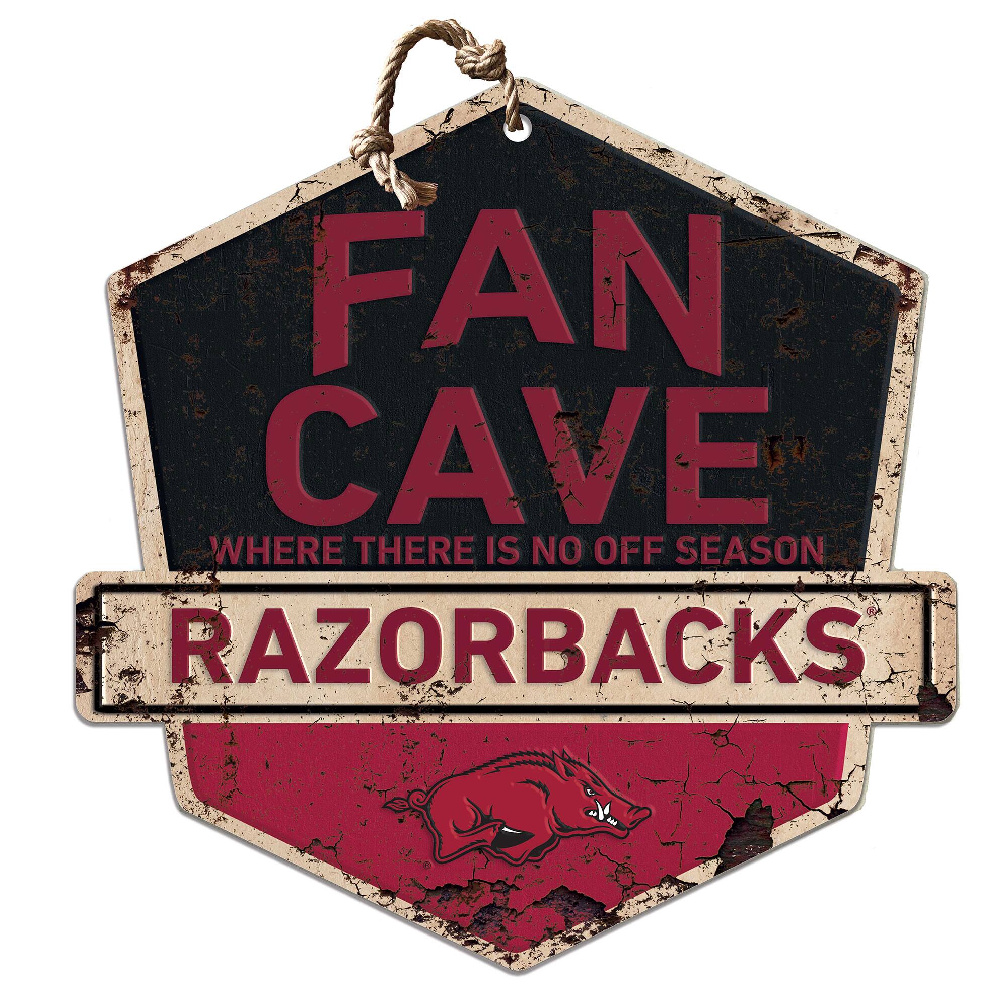 Arkansas Razorbacks Fan Cave Badge Sign