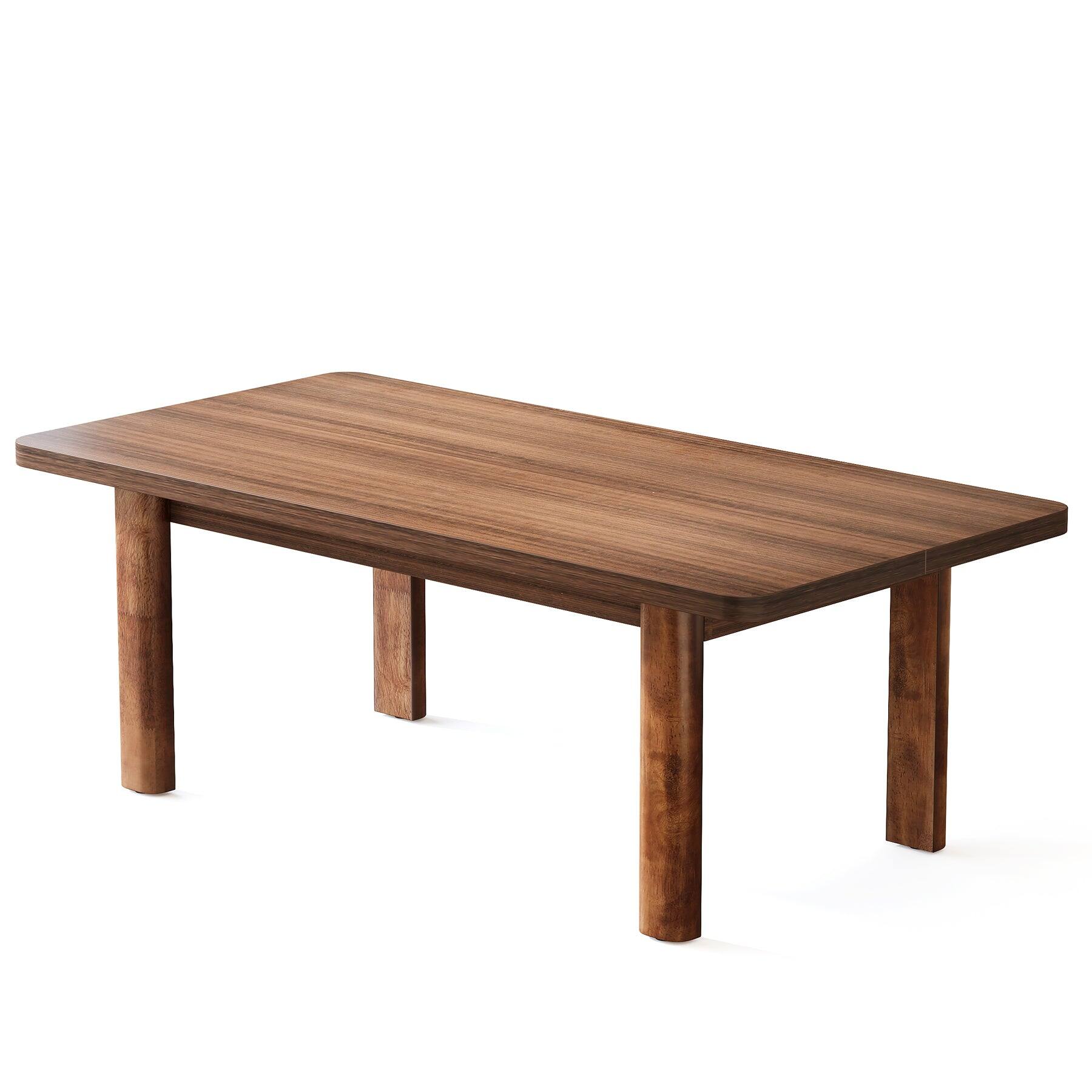 Alt View 4. Tribesigns - Farmhouse Solid Wood Dining Table with Rectangular Top for Everyday Meals and Family Gatherings - Brown.