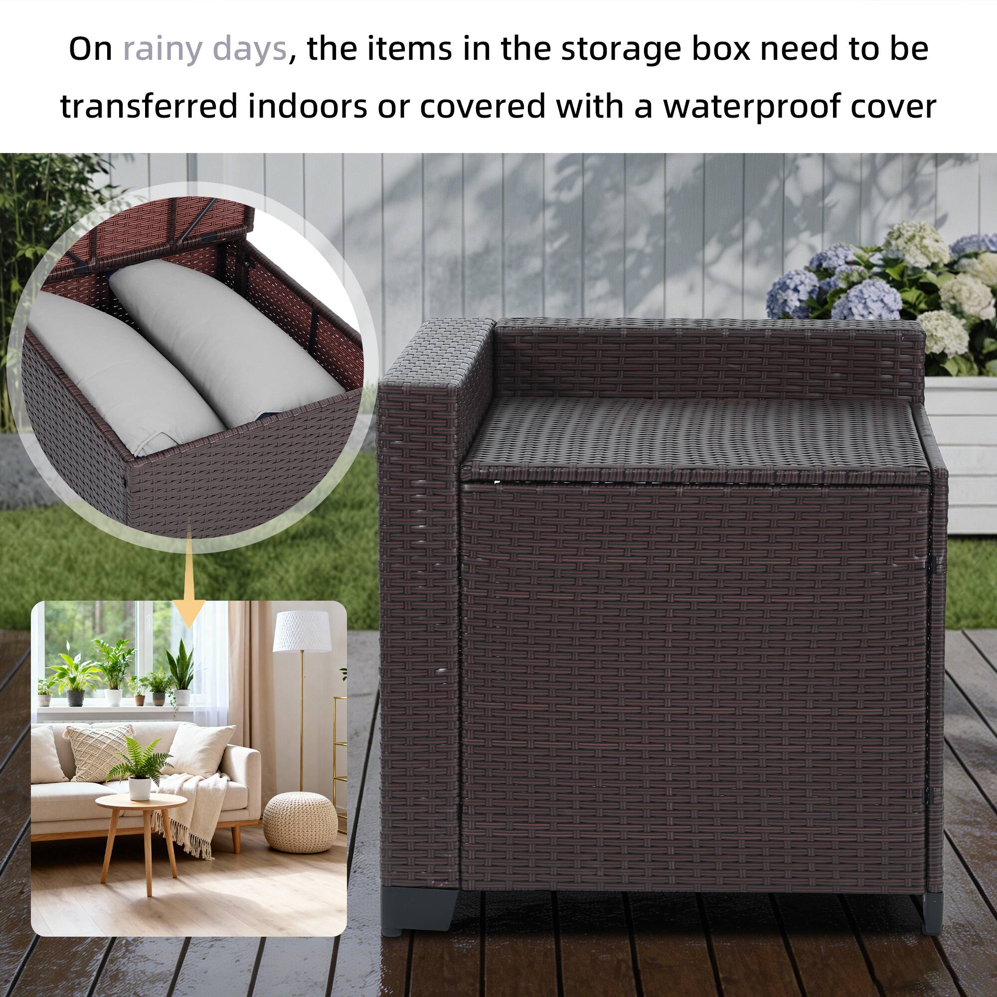 Ainfox 8 PCS Outdoor Patio Rattan Sectional Storage Wicker Furniture ...