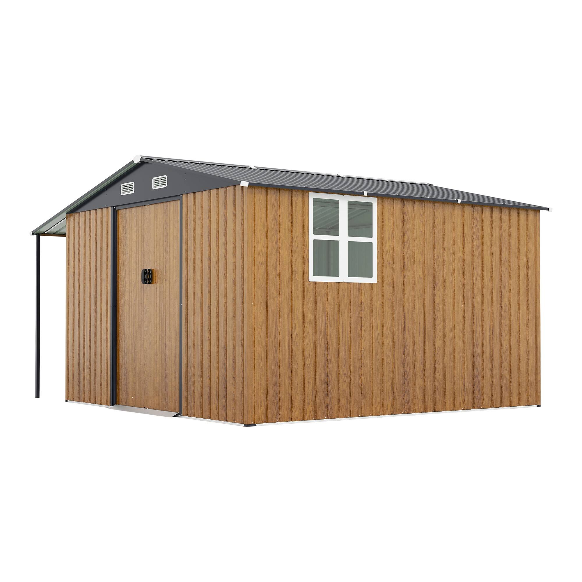 Alt View 9. Loheer - Loheer 10x12 Outdoor Storage Shed Extra Large Metal Garden Shed with Firewood Bay.