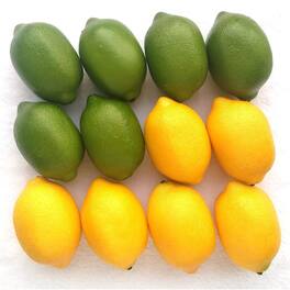 JuzToys - 12pcs Yellow & Green Artificial Lifelike Simulation Lemon Fake Fruit Home Kitchen Cabinet Decoration - Multicolored