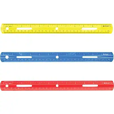 Front. Westcott - Westcott 12" Plastic Standard Ruler, Assorted Colors, Each (10526-001) - Assorted Colors.