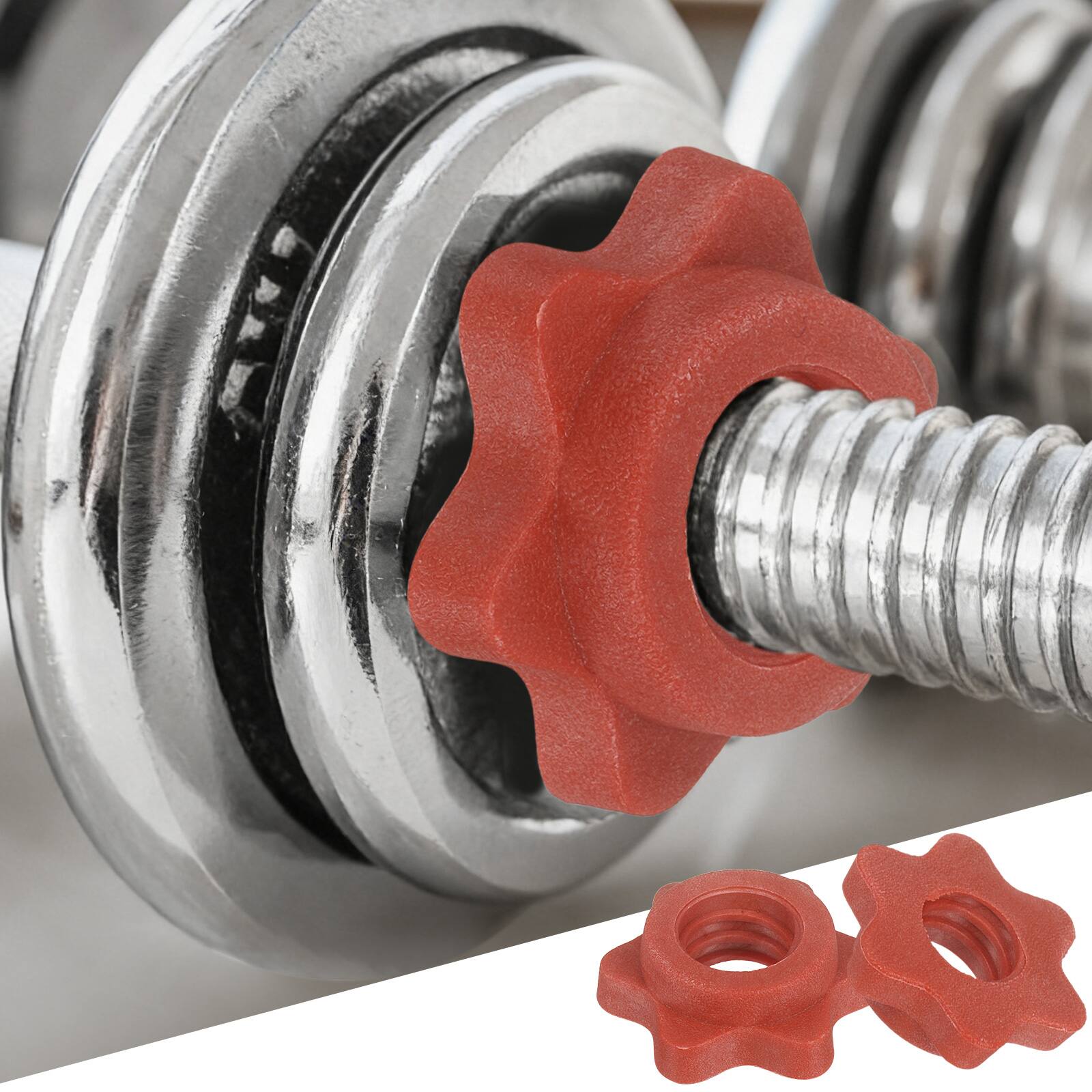 Alt View 4. Unique Bargains - Dumbbell Collars, Barbell Spin Lock Hex Nuts Anti Slip Weight Lifting Clip 1" 8pcs Plastic for 1" Bar - Red.