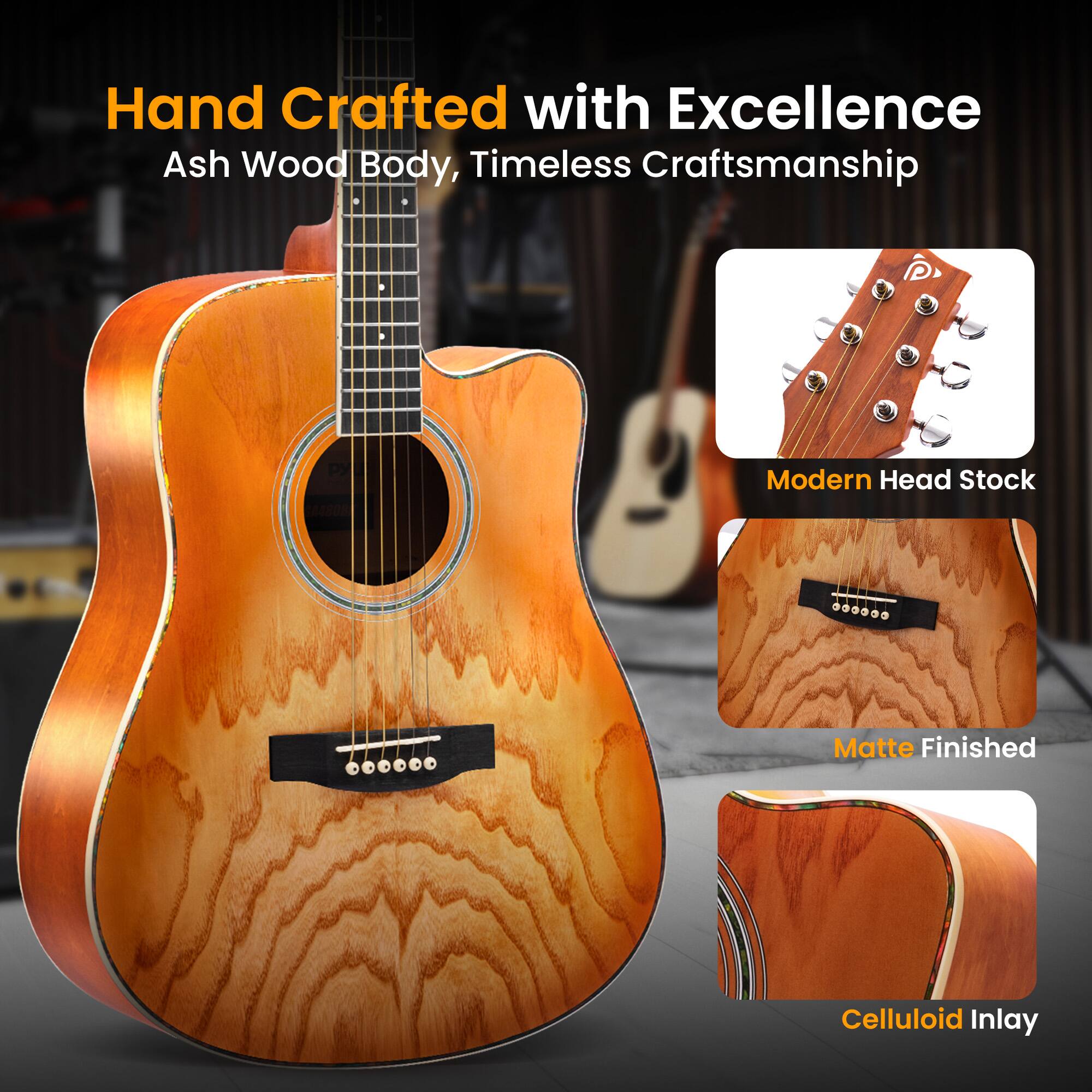 Hand Crafted with Excellence  
Ash Wood Body, Timeless Craftsmanship  

Modern Head Stock  
Matte Finished  
Celluloid Inlay