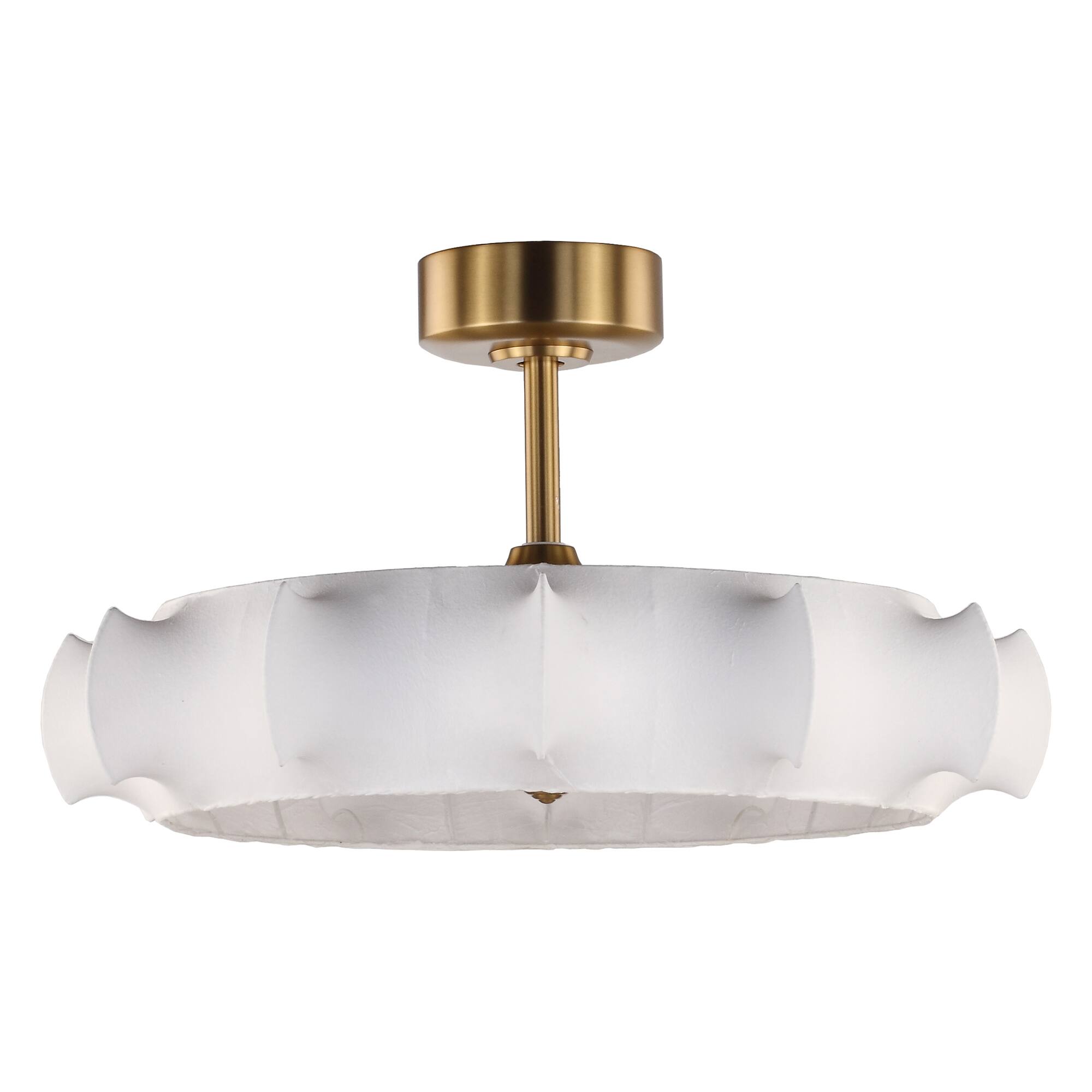 Alt View 6. Perimost - 30" Farmhouse White Silk 3-blade Fandelier Ceiling Fan with Light and Remote - Gold.