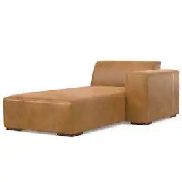 Simpli Home - Rex Right Chaise Sofa Module in Genuine Leather - Sienna